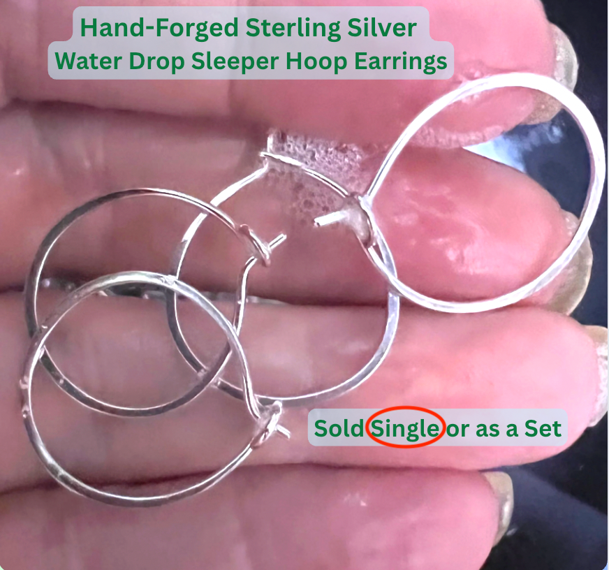 Water Drop, Hand-Forged, Sterling Silver EARRING One Seed Wonders