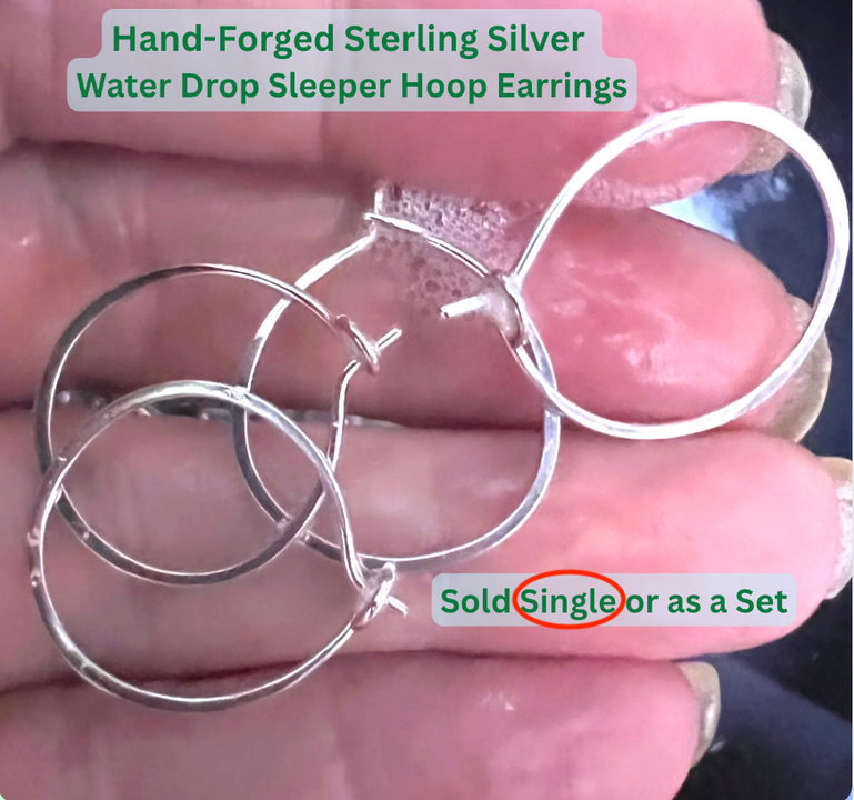 Water Drop, Hand-Forged, Sterling Silver EARRING One Seed Wonders