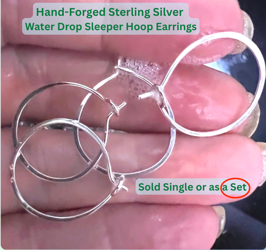 Water Drop, Hand-Forged, Sterling Silver EARRING One Seed Wonders